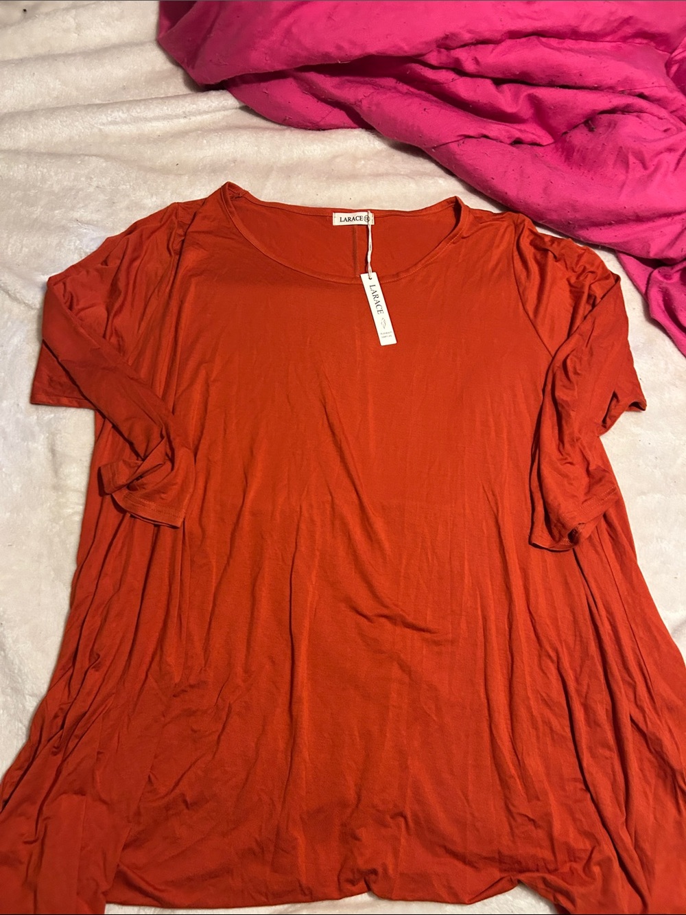 LARACE Rust Orange Scoop Neck Tunic Top